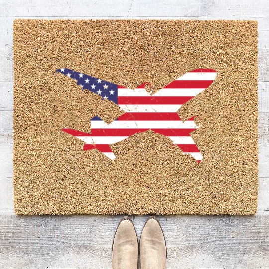 American Flag Airplane Stars And Stripes Coir Doormats