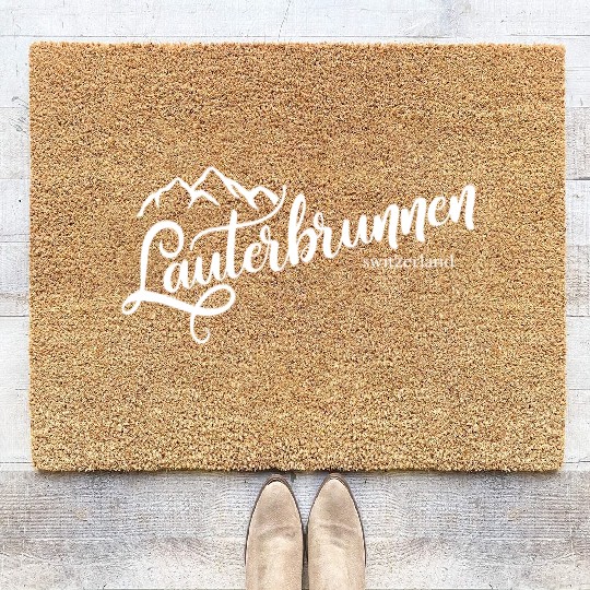 Love Lauterbrunnen Switzerland Alps Coir Doormats