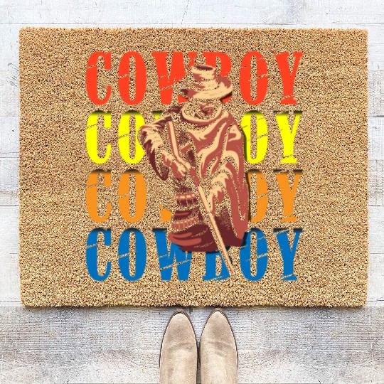 Cowboy Marksman Sheriff Star Wild West Coir Doormats