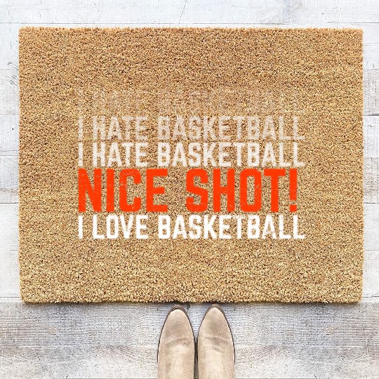 I Hate Basketball I Love Basketball Funny Basketba Coir Doormats