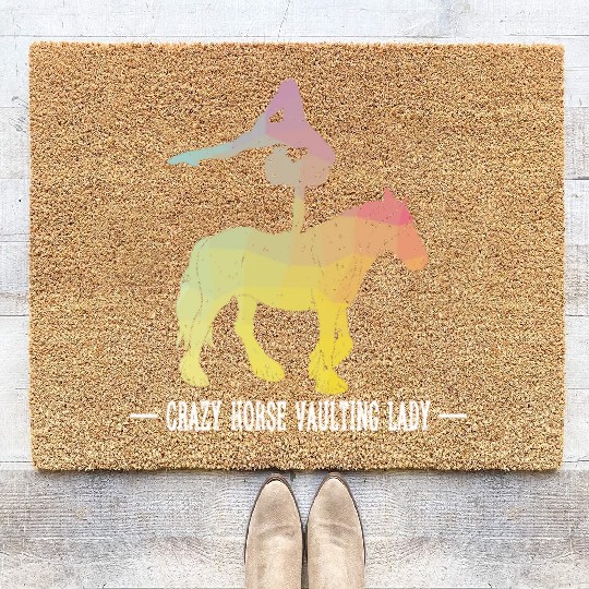 Crazy Horse Vaulting Lady Horseback Vaulting Coir Doormats
