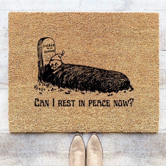 Can I Rest In Peace Now? Skeleton Trying To Sleep Coir Doormats
