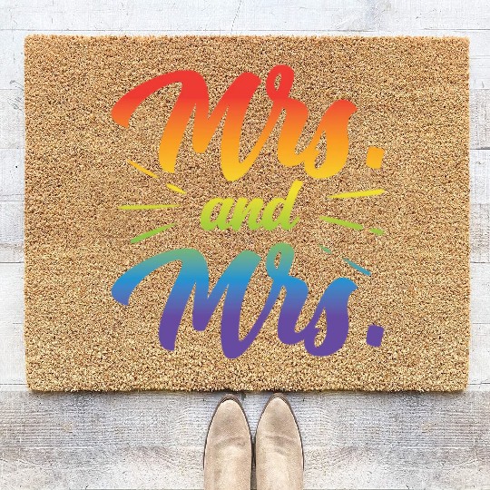 Mrs And Mrs Funny Gay Lesbian LGBT Couple Gay Coir Doormats