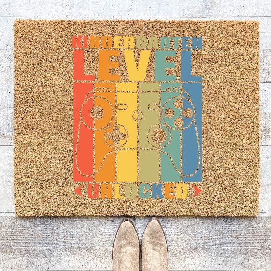 Back to School Kindergarten Level Unlocked Gamer Coir Doormats