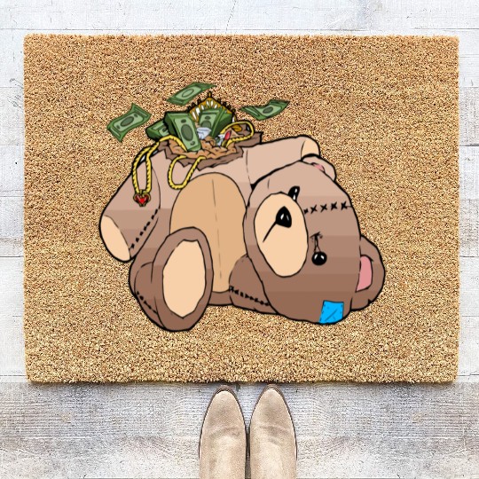 Money Teddy Bear Riches Coir Doormats