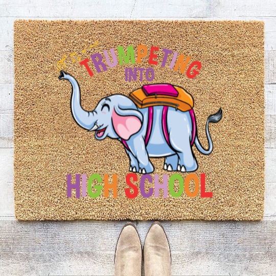 Elephant Trumpeting Into High School Coir Doormats