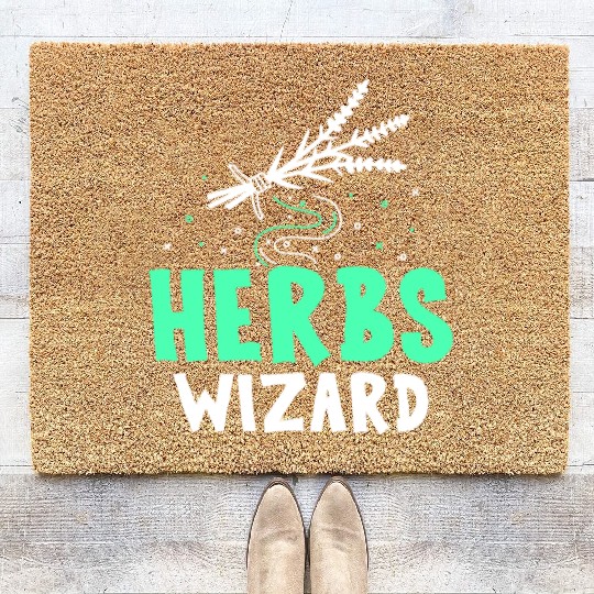 Herbs Wizard Herbalist Herb Herbalism Gardening Coir Doormats