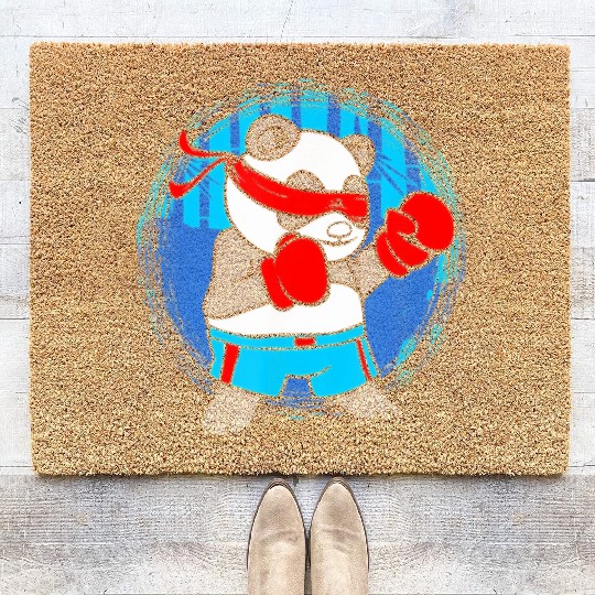 Panda Bear Blinded Boxing Workout Gym Coir Doormats