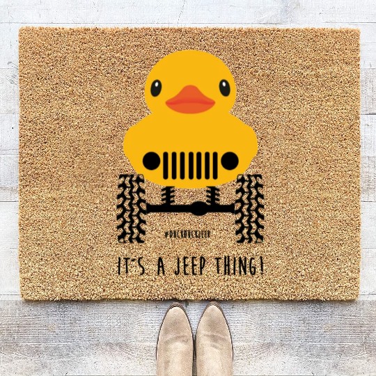 Jeep Cute Rubber duck on Offroad wheels duckduck Coir Doormats