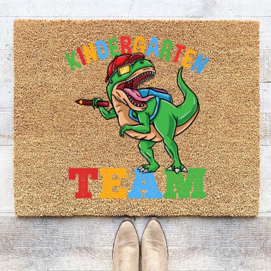 Kindergarten Team T-Rex Dinosaur Boys Coir Doormats