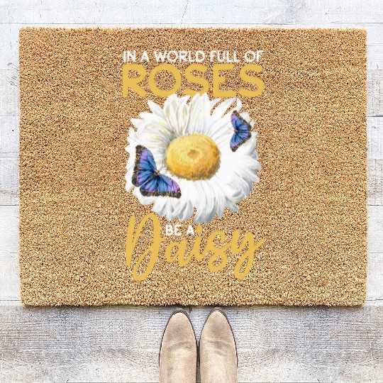 Daisy Butterfly Flower Women Gardening Coir Doormats