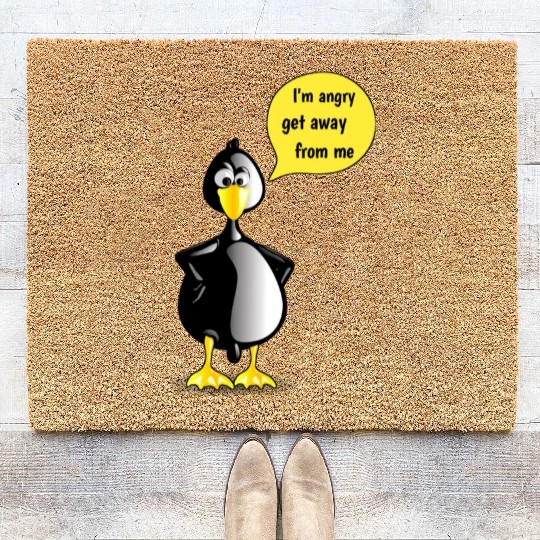 Angry Penguin Bird Coir Doormats