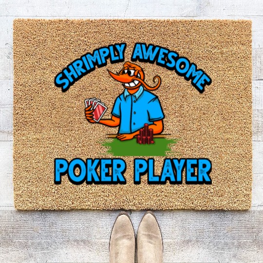 Funny Shrimp/Prawn Pun. Shrimply Awesome Poker Coir Doormats