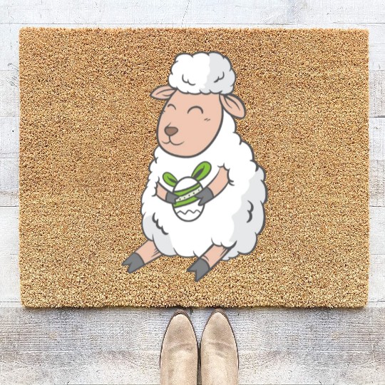 Cute Easter Egg Happy Animal Sheep Gift Coir Doormats