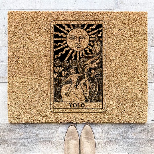 You Only Live Once Sun Tarot Card Parody Coir Doormats