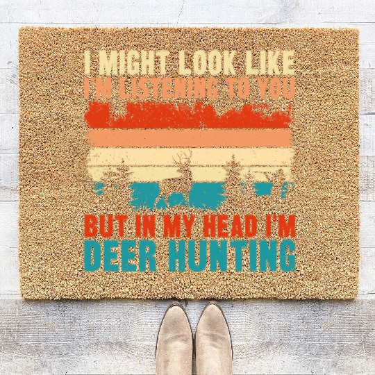 Buck Deer Hunting Hunter Vintage Coir Doormats