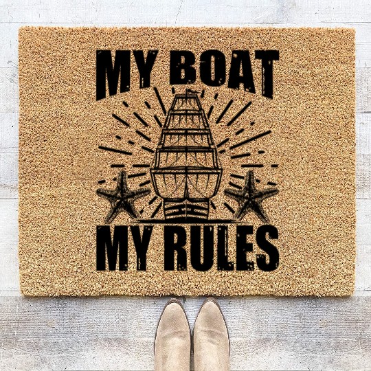 My Boat My Rules Nautical Sailing Captain Coir Doormats