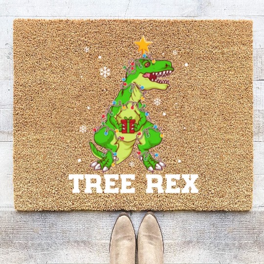 Tree Rex Xmas Tree Dinosaur Christmas Coir Doormats