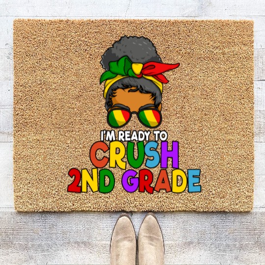 Juneteenth Messy Bun I'm Ready To Crush 2nd Grade Coir Doormats