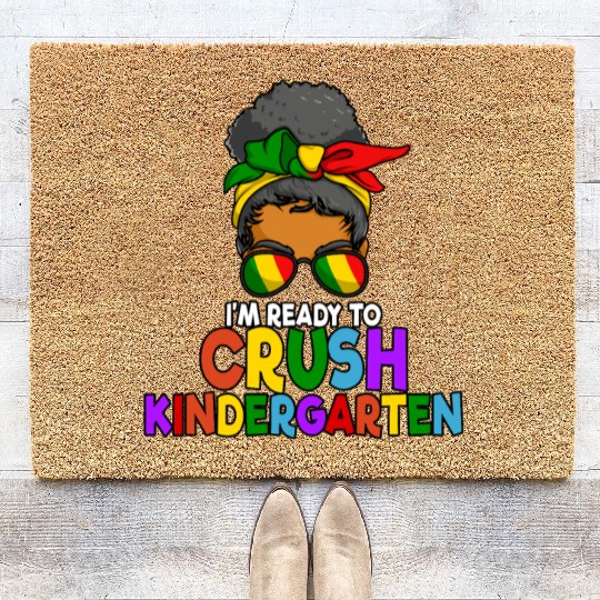 Juneteenth Messy Bun Ready To Crush Kindergarten Coir Doormats