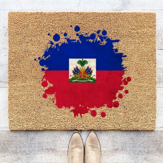 Haiti flags blob Coir Doormats