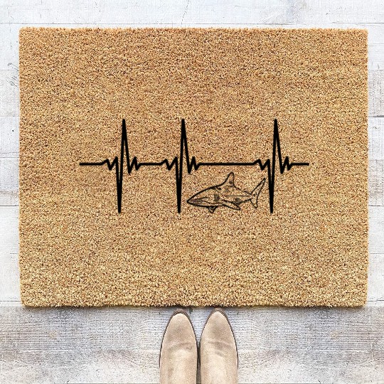 Heartbeat For Elegant Vintage Ocean Sharks Coir Doormats