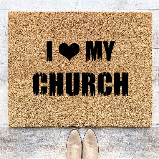 Christianity Gift I Love My Church Christian Coir Doormats