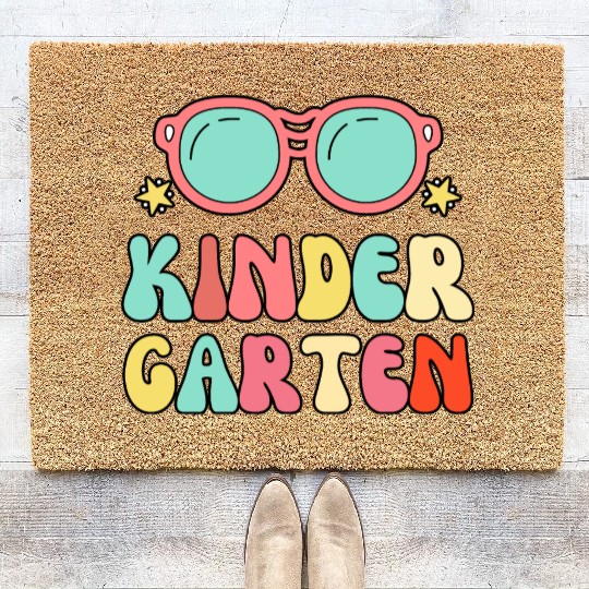 Groovy Hello Kindergarten Vibes Retro Coir Doormats