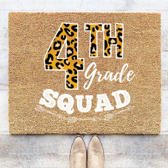 4th Grade Squad Leopard 4th Grade Teacher Coir Doormats