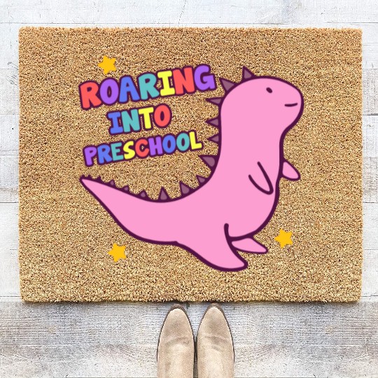 Roaring Into Preschool Cute Dinosaur Back To Coir Doormats