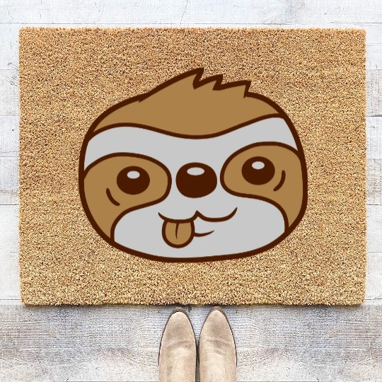 face sloth cartoon head Coir Doormats