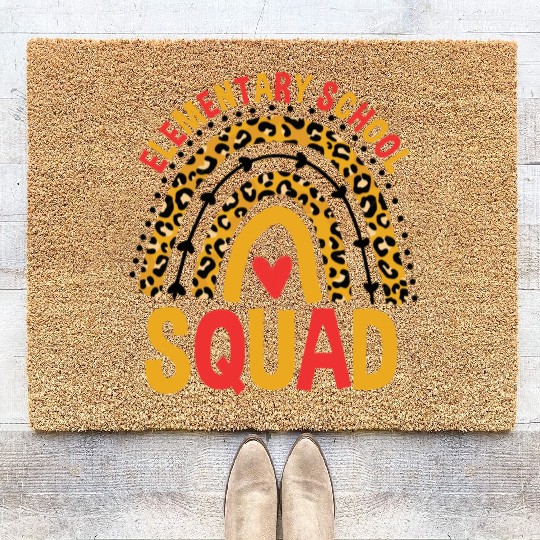 Back To School Leopard Elementary School Squad Coir Doormats