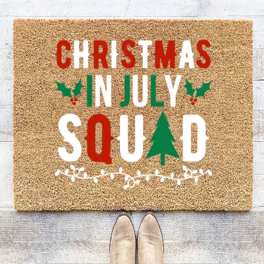 Christmas In July Squad Xmas Matching Family Coir Doormats