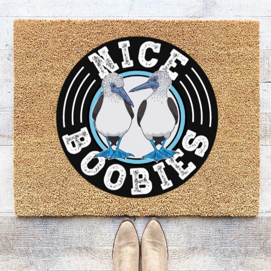 Nice Boobies Adult Humor Halloween Gift Booby Bird Coir Doormats