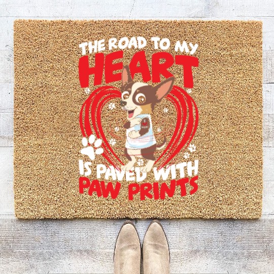 The Road To My Heart Is Paved with Paw Prints Coir Doormats
