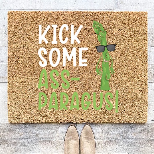 Kick Some Ass-paragus Asparagus Vegetable Vegan Coir Doormats