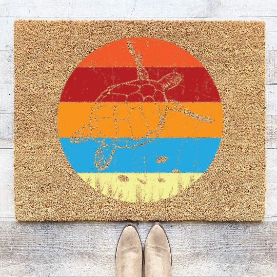 Retro Sea Turtle For Turtle Lover Coir Doormats