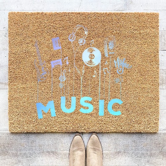 Music Guitar Cassette Mixtape Vinyl Musician Coir Doormats