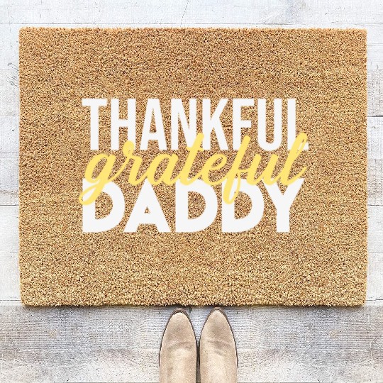Thankful Grateful Daddy Thanksgiving Coir Doormats