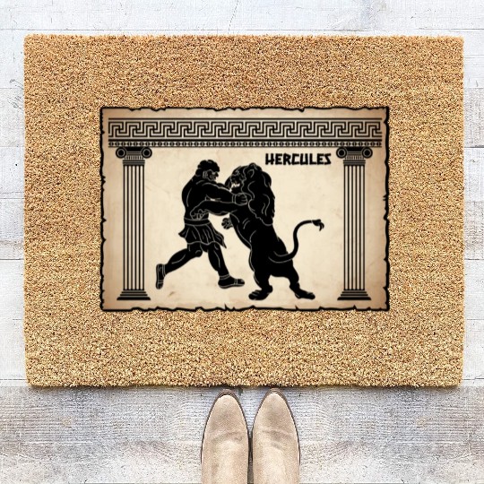 Greek Mythology Gifts Greece Mythology Art Lion He Coir Doormats