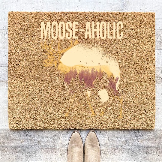 Moose-aholic Moose Wildlife Animal Alces Elk Deer Coir Doormats