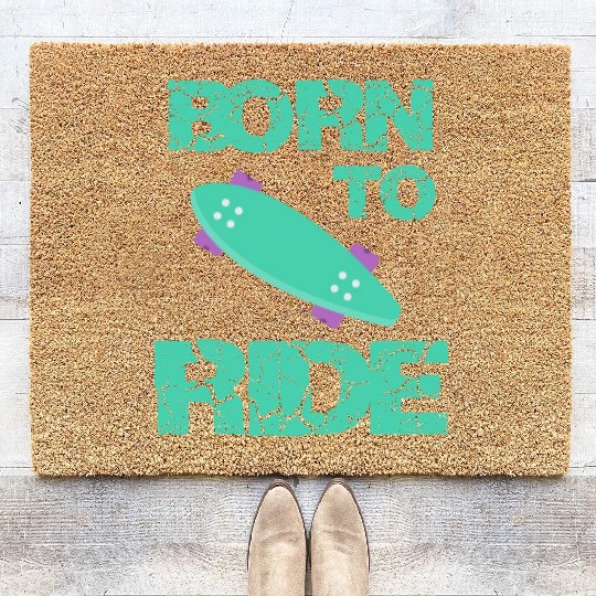 born to ride skateboard skate rider Coir Doormats