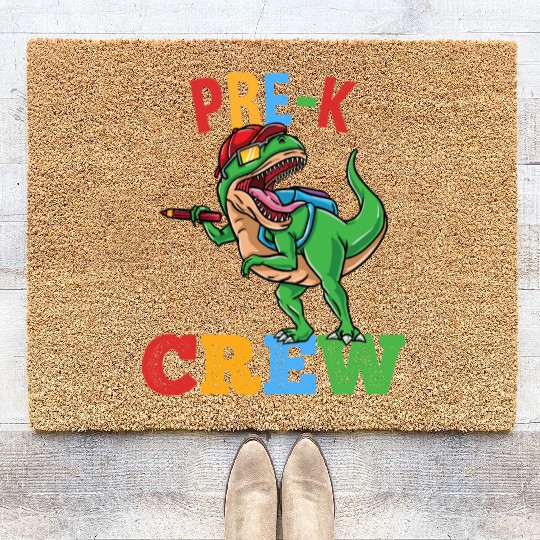 Pre-K Crew T-Rex Dinosaur Back To School Boys Coir Doormats