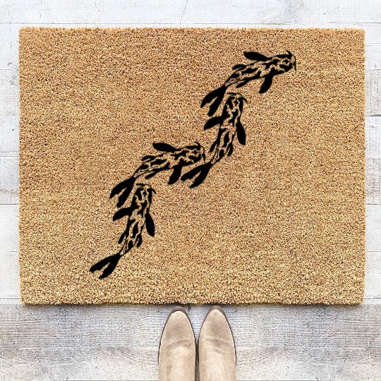row koi fish nishikigoi Coir Doormats