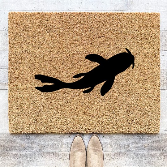 silhouette koi fish nishikigoi Coir Doormats