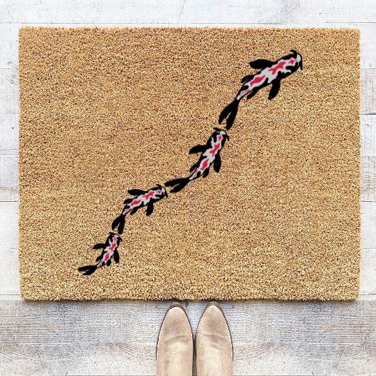 many koi fish nishikigoi Coir Doormats