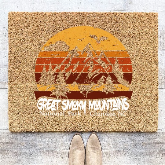 Great Smoky Mountains Cherokee Nc Vintage Souvenir Coir Doormats