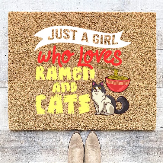 Ramen Cat Bowl Chicken Noodle Soup Japanese Coir Doormats