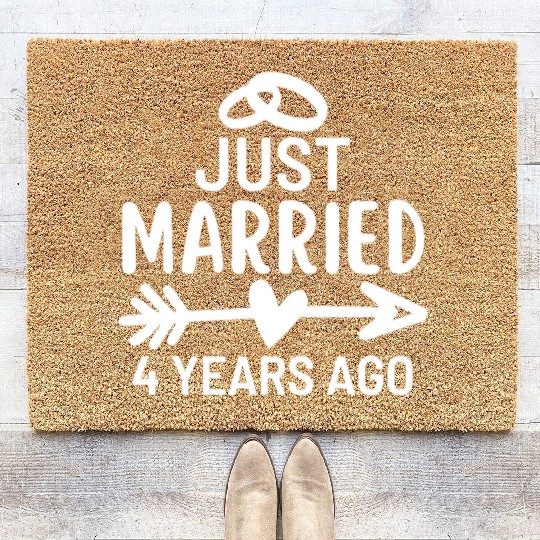 Just Married 4 Years Ago Wedding Anniversary Coir Doormats