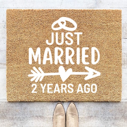 Just Married 2 Years Ago Wedding Anniversary Party Coir Doormats